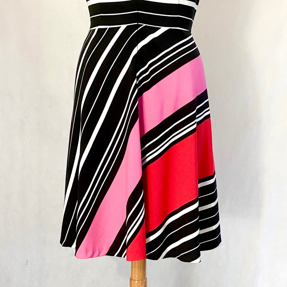 Tahari Sleeveless Striped Fit & Flare Dress - Picture 9 of 11